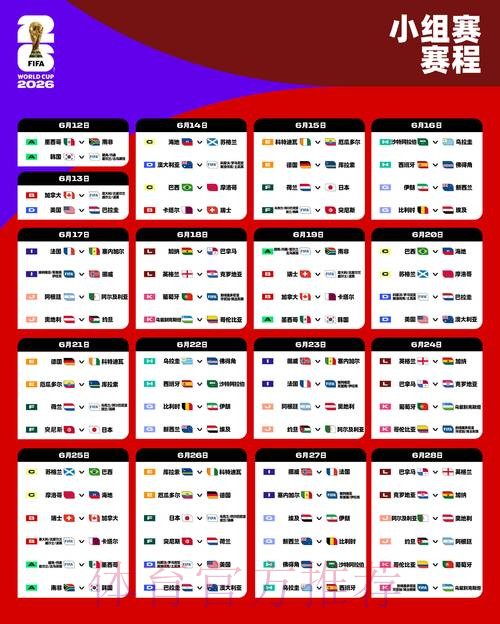 2026年世界杯详细赛程安排揭秘